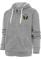 Antigua Portland Timbers Womens Grey Victory Long Sleeve Full Zip Jacket