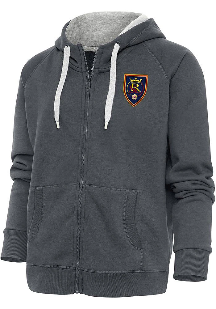 Antigua Real Salt Lake Womens Charcoal Victory Long Sleeve Full Zip Jacket