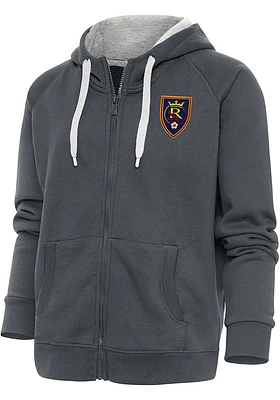 Antigua Real Salt Lake Womens Charcoal Victory Long Sleeve Full Zip Jacket