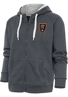 Antigua Real Salt Lake Womens Charcoal Victory Long Sleeve Full Zip Jacket