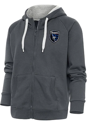 Antigua San Jose Earthquakes Womens Charcoal Victory Long Sleeve Full Zip Jacket