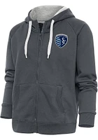 Antigua Sporting Kansas City Womens Charcoal Victory Long Sleeve Full Zip Jacket