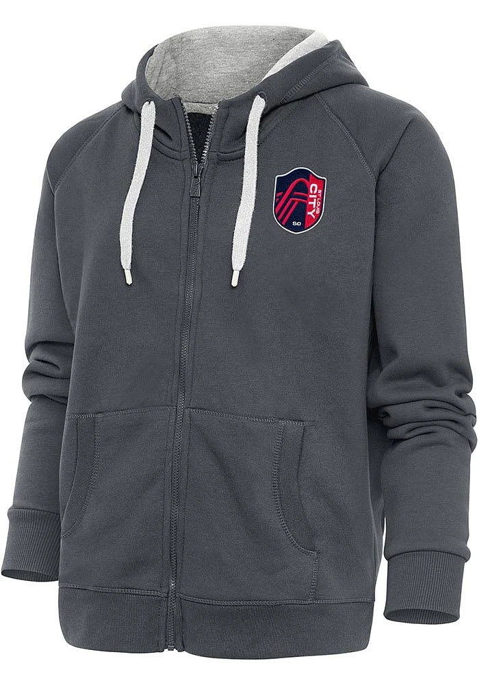 Antigua St Louis City SC Womens Charcoal Victory Long Sleeve Full Zip Jacket