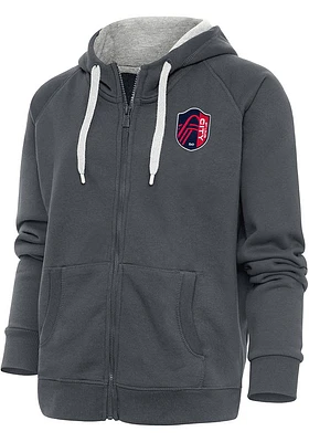 Antigua St Louis City SC Womens Charcoal Victory Long Sleeve Full Zip Jacket