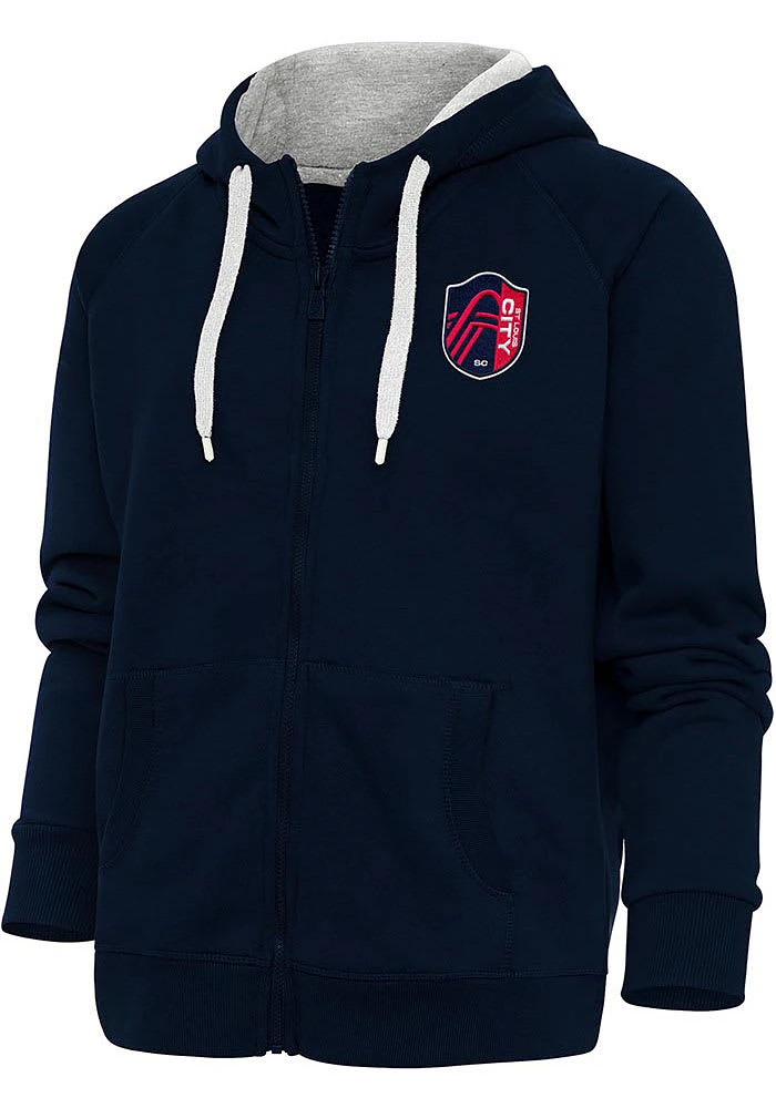 Antigua St Louis City SC Womens Navy Blue Victory Design Long Sleeve Full Zip Jacket
