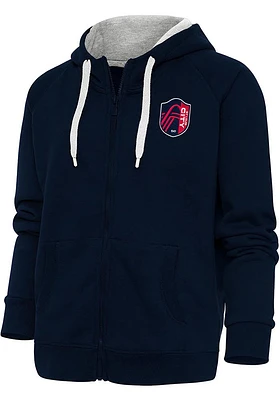 Antigua St Louis City SC Womens Navy Blue Victory Design Long Sleeve Full Zip Jacket