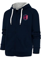 Antigua St Louis City SC Womens Navy Blue Victory Design Long Sleeve Full Zip Jacket