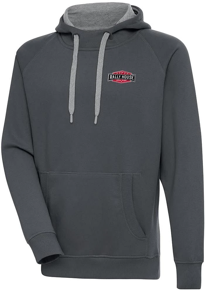 Antigua Rally House Mens Charcoal Employee Victory Long Sleeve Hoodie