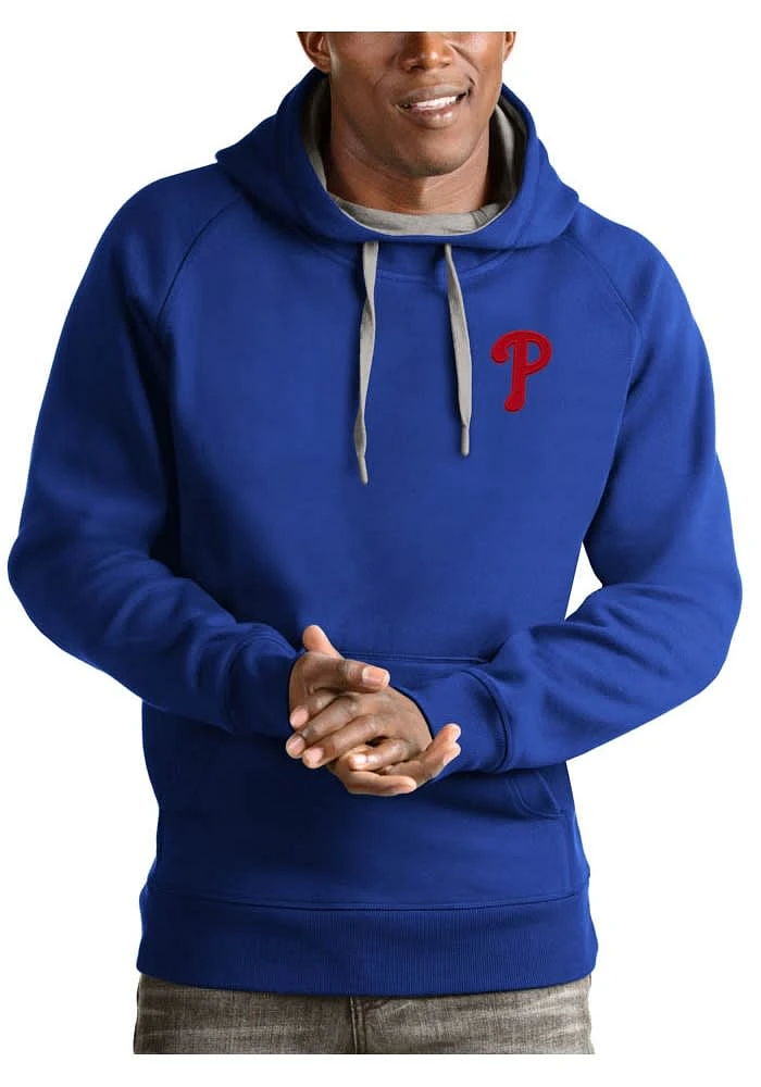 Antigua Philadelphia Phillies Mens Blue Victory Long Sleeve Hoodie