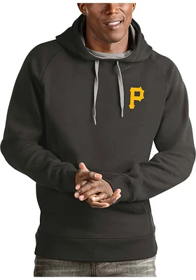 Antigua Pittsburgh Pirates Mens Charcoal Victory Logo Long Sleeve Hoodie