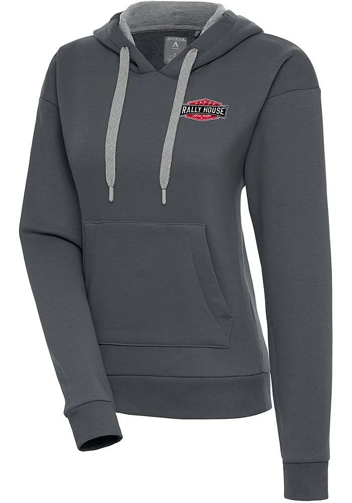 Antigua Rally House Womens Charcoal Employee Victory Hooded Sweatshirt