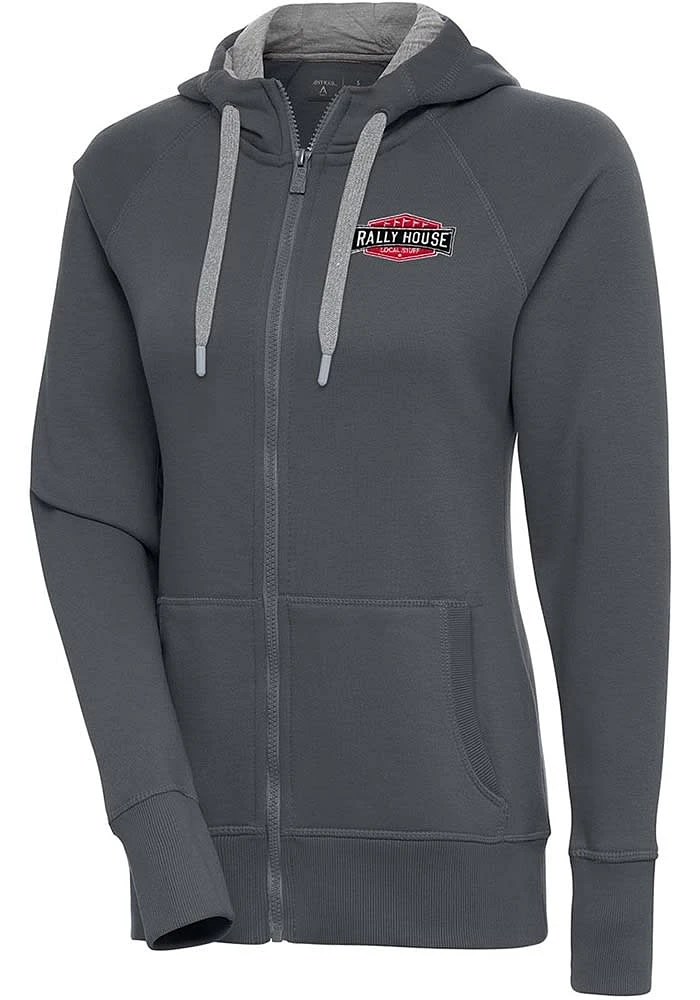 Antigua Rally House Womens Charcoal Employee Victory Long Sleeve Full Zip Jacket