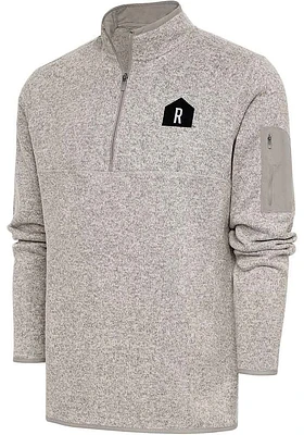 Antigua Rally House Mens Oatmeal Employee Fortune Long Sleeve Qtr Zip Pullover