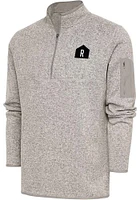 Antigua Rally House Mens Oatmeal Employee Fortune Long Sleeve Qtr Zip Pullover