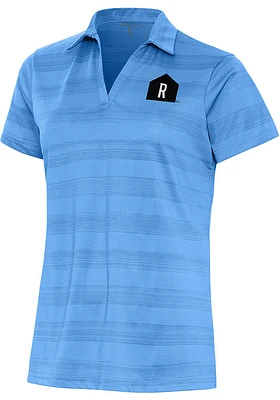 Antigua Rally House Womens Light Blue Employee Compass Short Sleeve Polo Shirt