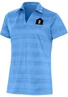 Antigua Rally House Womens Light Blue Employee Compass Short Sleeve Polo Shirt