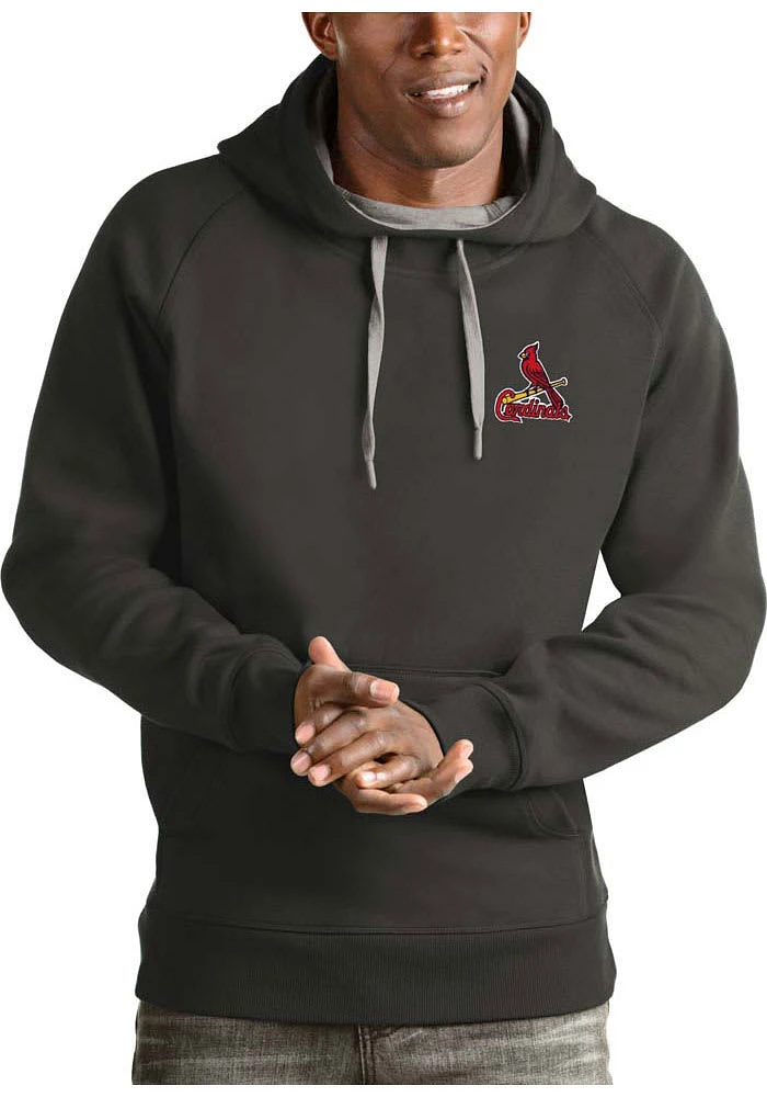Antigua St Louis Cardinals Mens Charcoal Victory Long Sleeve Hoodie