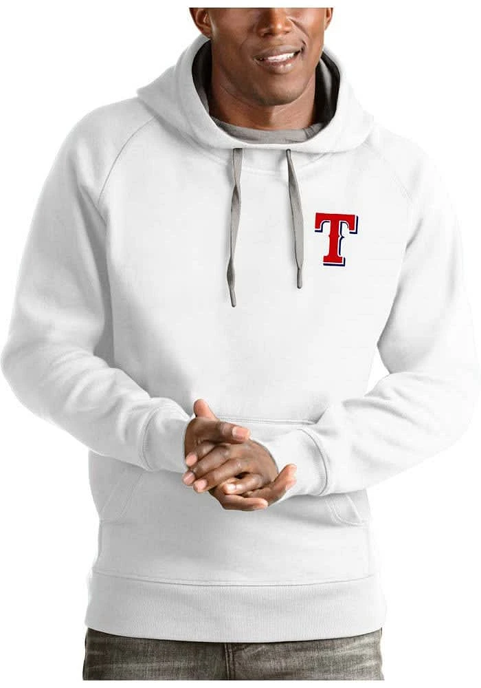 Antigua Texas Rangers Mens White Victory Logo Long Sleeve Hoodie