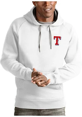 Antigua Texas Rangers Mens White Victory Logo Long Sleeve Hoodie