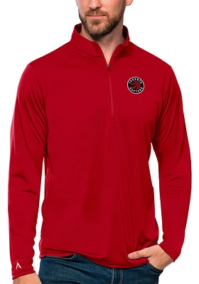 Antigua Toronto Raptors Mens Red Tribute Long Sleeve Qtr Zip Pullover
