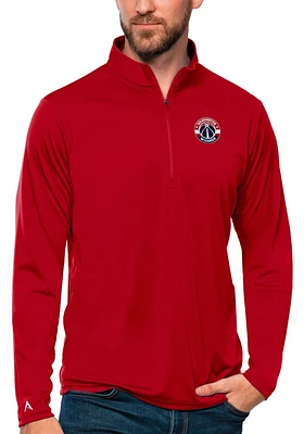 Antigua Washington Wizards Mens Red Tribute Long Sleeve Qtr Zip Pullover