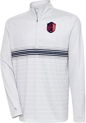 Antigua St Louis City SC Mens Grey Bullseye Long Sleeve Qtr Zip Pullover
