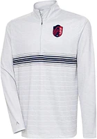 Antigua St Louis City SC Mens Grey Bullseye Long Sleeve Qtr Zip Pullover