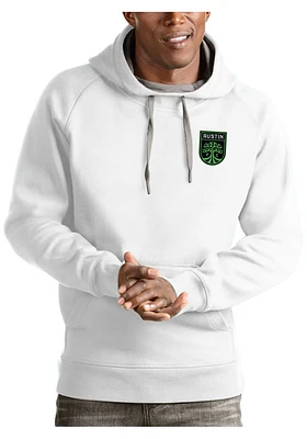 Antigua Austin FC Mens White Victory Long Sleeve Hoodie