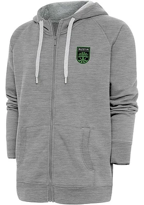 Antigua Austin FC Mens Grey Victory Long Sleeve Full Zip Jacket