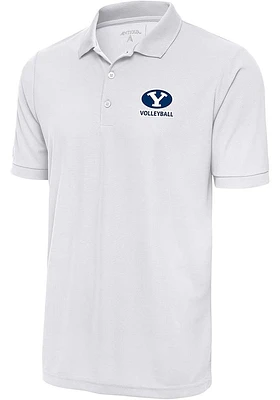 Antigua BYU Cougars White Volleyball Legacy Pique Big and Tall Polo
