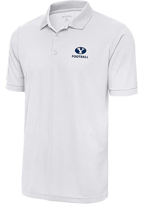 Antigua BYU Cougars White Football Legacy Pique Big and Tall Polo