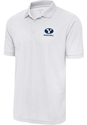 Antigua BYU Cougars White Basketball Legacy Pique Big and Tall Polo