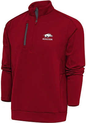 Antigua Arkansas Razorbacks Mens Soccer Generation Long Sleeve Qtr Zip Pullover
