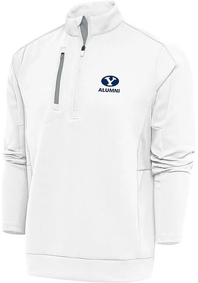 Antigua BYU Cougars Mens White Alumni Generation Long Sleeve Qtr Zip Pullover