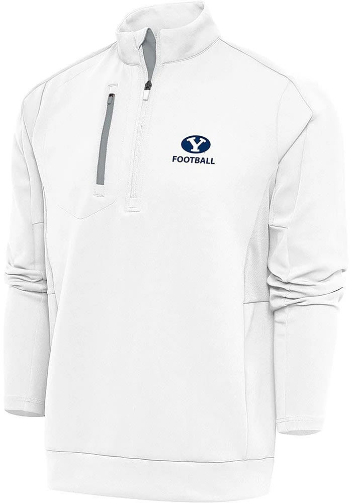 Antigua BYU Cougars Mens White Football Generation Long Sleeve Qtr Zip Pullover