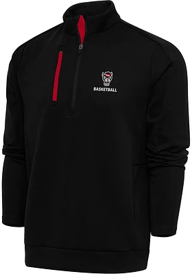 Antigua NC State Wolfpack Mens Black Basketball Generation Long Sleeve Qtr Zip Pullover