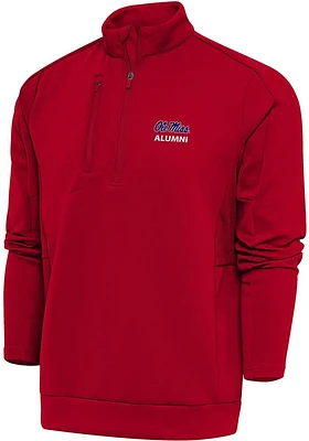 Antigua Ole Miss Rebels Mens Red Alumni Generation Long Sleeve Qtr Zip Pullover