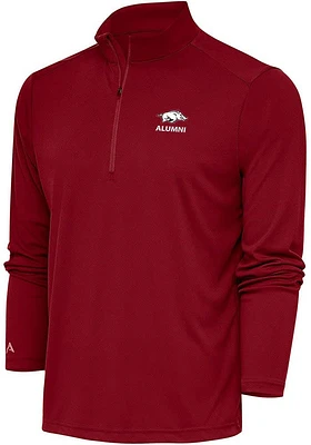 Antigua Arkansas Razorbacks Mens Alumni Tribute Long Sleeve Qtr Zip Pullover