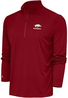 Antigua Arkansas Razorbacks Mens Baseball Tribute Long Sleeve Qtr Zip Pullover