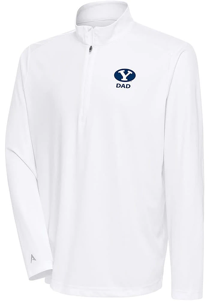 Antigua BYU Cougars Mens White Dad Tribute Long Sleeve Qtr Zip Pullover