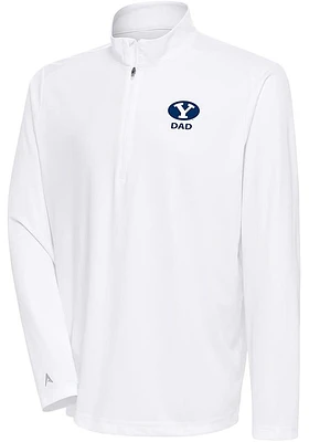 Antigua BYU Cougars Mens White Dad Tribute Long Sleeve Qtr Zip Pullover