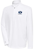 Antigua BYU Cougars Mens White Baseball Tribute Long Sleeve Qtr Zip Pullover