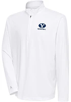 Antigua BYU Cougars Mens White Basketball Tribute Long Sleeve Qtr Zip Pullover