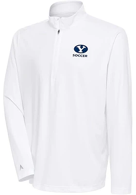 Antigua BYU Cougars Mens White Soccer Tribute Long Sleeve Qtr Zip Pullover