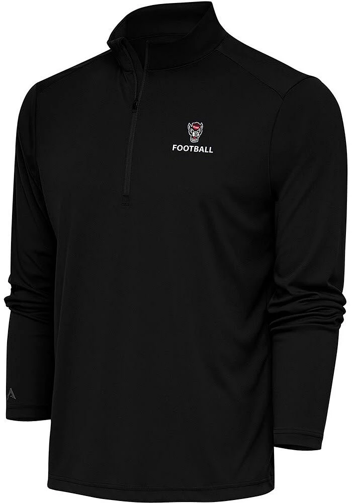 Antigua NC State Wolfpack Mens Black Football Tribute Long Sleeve Qtr Zip Pullover