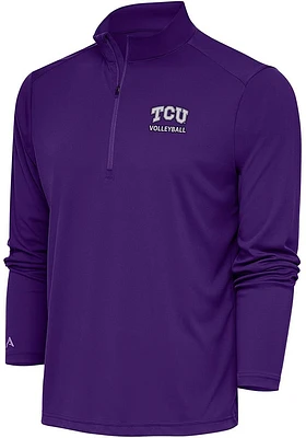 Antigua TCU Horned Frogs Mens Volleyball Tribute Long Sleeve Qtr Zip Pullover