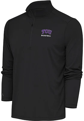 Antigua TCU Horned Frogs Mens Basketball Tribute Long Sleeve Qtr Zip Pullover