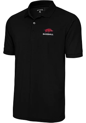 Antigua Arkansas Razorbacks Mens Baseball Legacy Pique Short Sleeve Polo