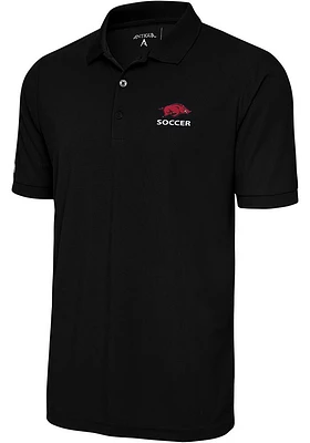 Antigua Arkansas Razorbacks Mens Soccer Legacy Pique Short Sleeve Polo