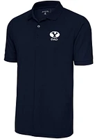 Antigua BYU Cougars Mens Navy Blue Dad Legacy Pique Short Sleeve Polo